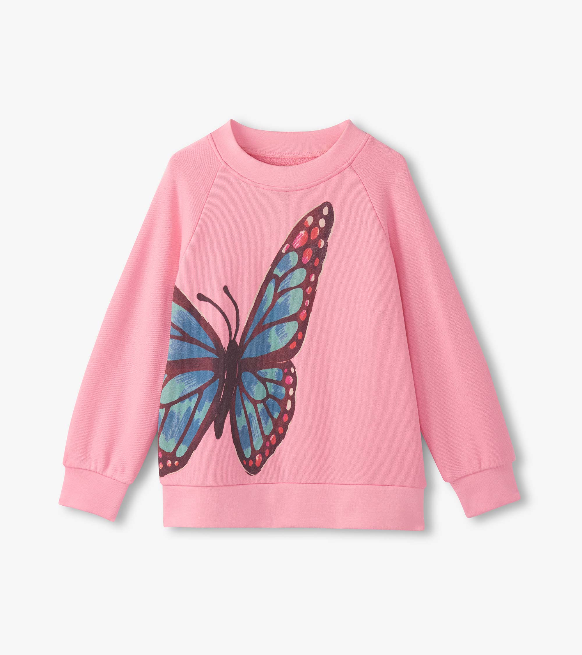 Girls Sea Pink Butterfly Slouchy Pullover